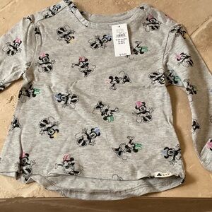 Disney Kids Long Sleeve Shirt with Mickey and Minnie Print